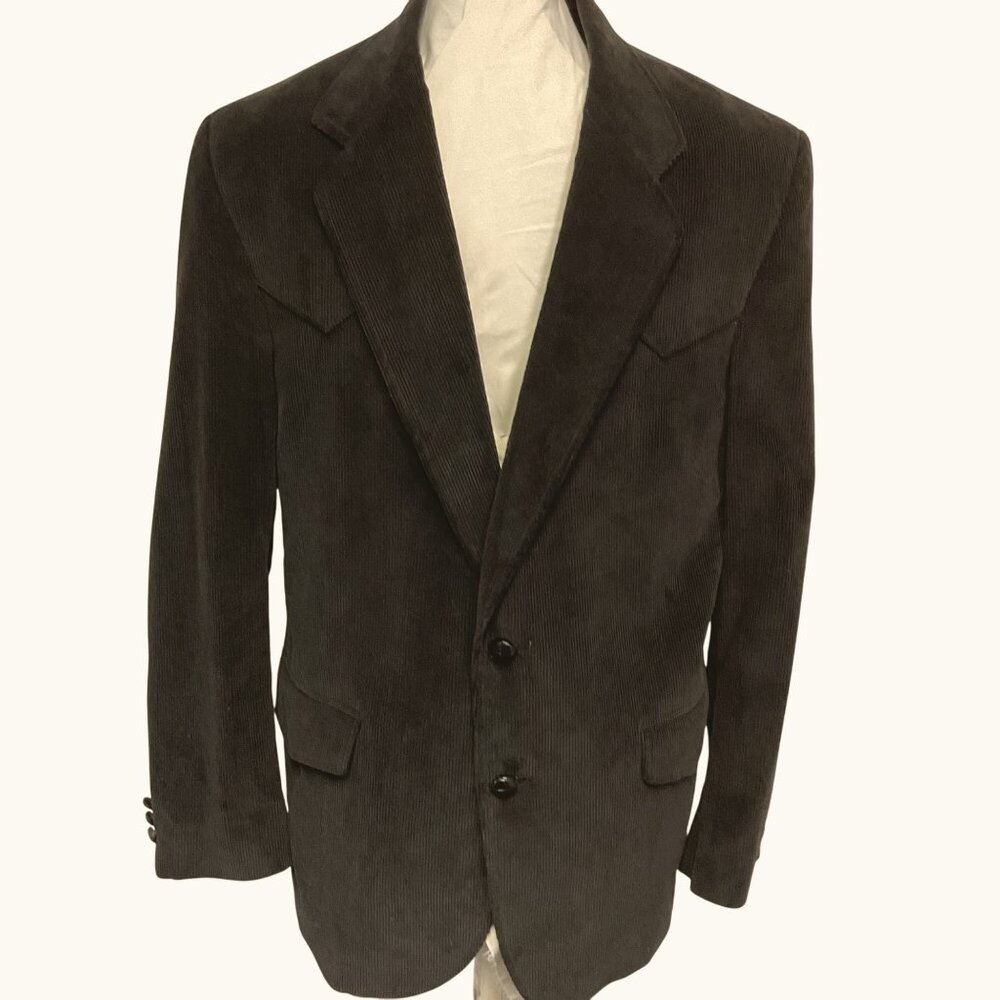 Vintage Jonathan Edwards Black Corduroy 2 Button Jacket Size 42R